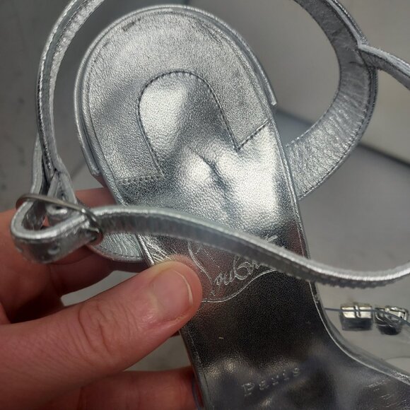 Christian Louboutin Queenie PVC Wedding Silver Jewel Sandal - Picture 12 of 13